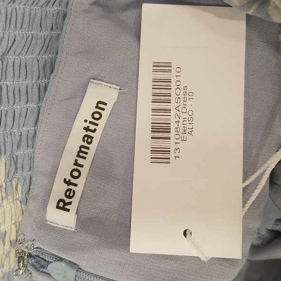 💕REFORMATION💕 Eleni Dress ~ Aliso Blue Floral Print 10 NWT - Picture 14 of 16